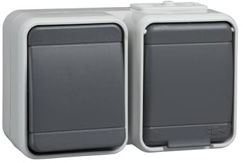 Elso Kombinationen Schalter 6 waagerecht 10A / 16A Schraubklemmen ATO, licht-basaltgrau, 458639