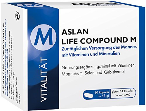 Aslan Life Compound M (60 Kapseln), Vitaminkomplex für Männer, Für mehr Energie/Leistungskraft, Stärkung Nervensystem/Immunsystem, mit Selen