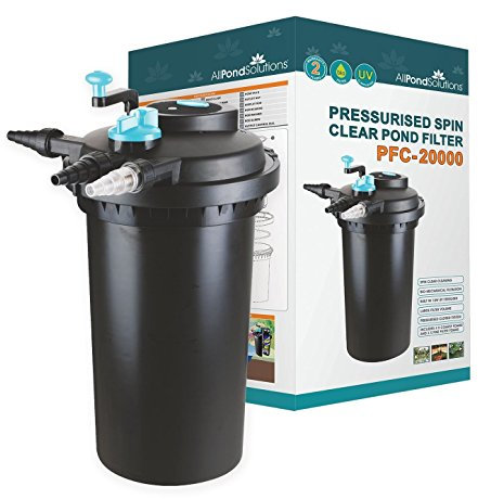 AllPondSolutions Pressurised Koi Fish Pond Filter with UV Steriliser – All in one UV Pond Filter System - Easy to Clean & Maintain - for Outdoor Ponds Up to 20000 litres - PFC-20000