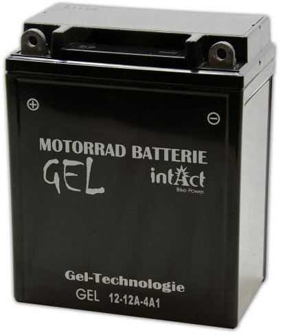 intAct - GEL MOTORRADBATTERIE Bike-Power GEL12-12A-4A1. Ersetzt 12N12A-4A-1. Motorradbatterie 12Ah 210A. Maße: 135x81x161mm. Mit bis zu 30% mehr Startleistung.