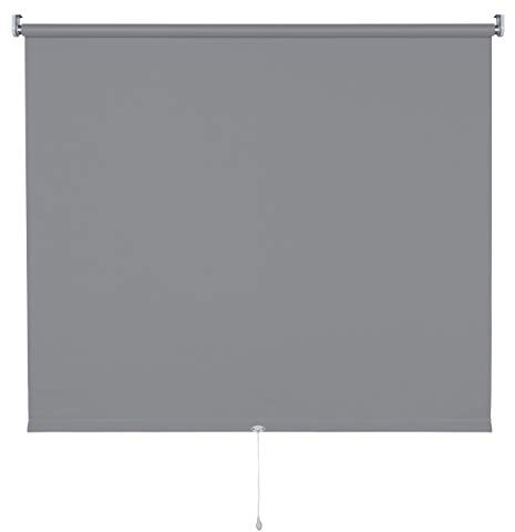 deko-raumshop Verdunkelungsrollo Springrollo Mittelzugrollo Rollo Breite 60 bis 200 cm Stoff lichtundurchlässig verdunkelnd abdunkelnd Fenster Sonnenschutz Hitzeschutz (130 x 180 cm, Dunkelgrau)