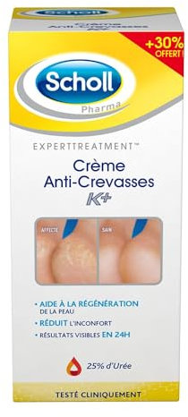 Scholl - Crema reconstituyente para talones agrietados, reparador activo K+ (120 ml)