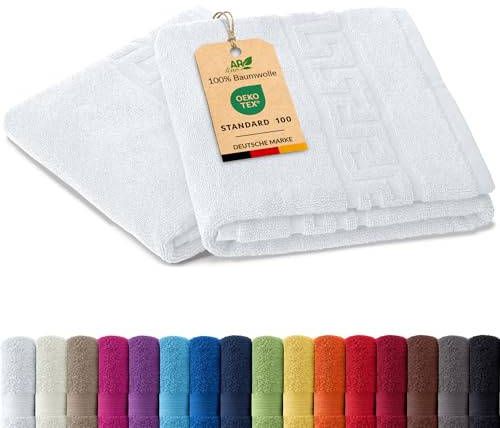 AR Line 2er Set Duschvorleger – Badematten 50 x 70 cm, 100% Baumwolle, 700 g/m², Weich & Saugstark, Farbe: Weiß