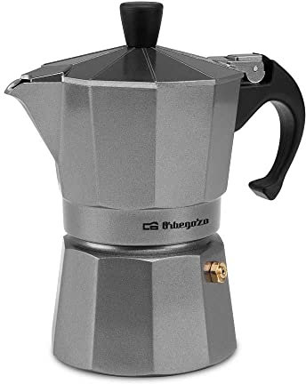Orbegozo KFS 1220 - Cafetera italiana de aluminio, 12 tazas de capacidad, mango ergonómico, válvula de seguridad, filtro desmontable