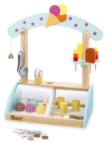 howa heladería Infantil de Madera,Tienda Infantil,Puesto de Helados,Juguete de Helados,heladería con Accesorios versátiles,Bolas de Helado,gofres de Helado,Helado en Palo,Bola de Helado 4861