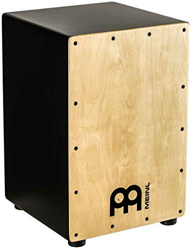 Meinl Percussion Headliner Cajon Instrument - Kompakte Trommelkiste mit zwei Snare-Teppichen - Schlagfläche Ahorn (MCAJ100BK-MA)