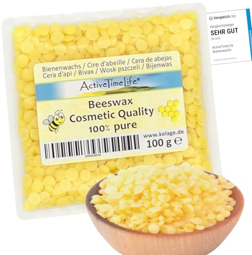 ActiveTimeLife® Bienenwachs Pastillen gelb | Premium | 100 g ideal für Kosmetik Kerzen Cremes Salben Seifen Wachstücher - Nachfüllpack