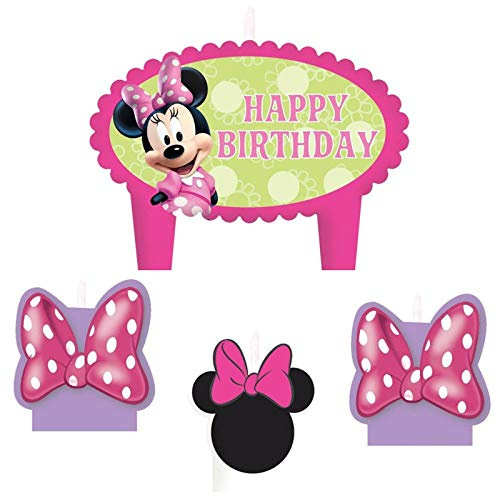Party TimeDisney Minnie Mouse Bow-tique Molded Mini Character Birthday Candle Set, Pink , 1.25 Wax by TradeMart Inc.