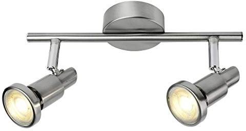 Brilliant Lampe Ryan LED Spotrohr 2flg eisen/chrom | 2x LED-PAR51, GU10, 5W LED-Reflektorlampen inklusive, (380lm, 3000K) | Köpfe schwenkbar | Schwenkbarer Deckenstrahler, 2x5 W inkl. Leuchtmittel, warmweiß 3000 K, moderne Raumbeleuchtung