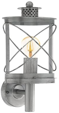 EGLO Außen-Wandlampe Hilburn 1, 1 flammige Außenleuchte | Wandleuchte aus verzinktem Stahl und Kunststoff, Farbe: Silber-antik, Fassung: E27, IP44