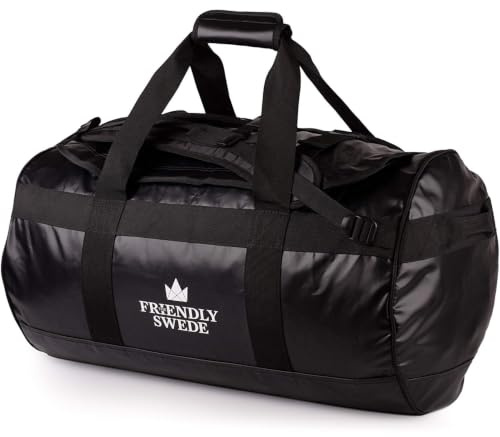 The Friendly Swede Wasserfeste Reisetasche Duffle Bag Rucksack - 60L / 90L | Sporttasche mit Rucksackfunktion, 3-in-1-Tragemöglichkeit, 500D PVC-Plane, Duffel Dry Bag mit Zuverlässige Gurtkonstruktion