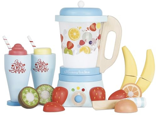 Le Toy Van – Honeybake Küchen-Rollenspiel Mixer & Obstset aus Holz | Rollenspiel für Kinder Küchenzubehör, Mixer-Set, TV296