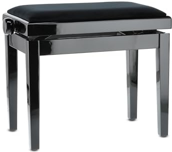 GEWA 130010 Deluxe Klavierbank mit Bezug, Hochglanz-Schwarz