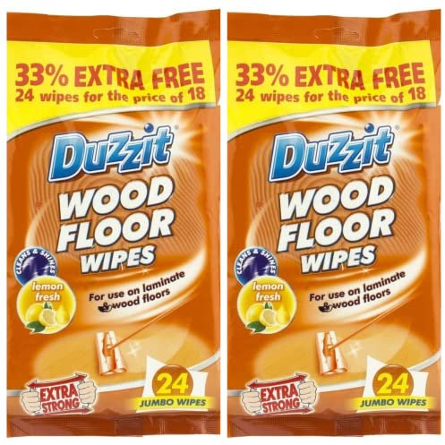 Duzzit Laminate / Wood Floor Extra Large Wipes Clean & Shine Lemon Fresh, 18 * 2 Pack