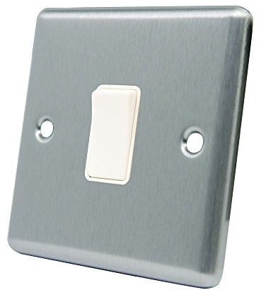 AET CSC1GSWIWH 10 A 1-Gang 2-Way Satin Finish Chrome Classical Single White Insert Plastic Rocker Light Switch