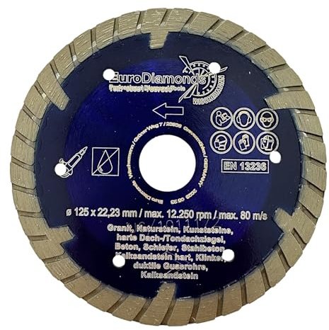 EDW Diamant-Trennscheibe Granit Turbo 125 mm Bohrung 22,23 Segmenthöhe 8 mm Naturstein Beton