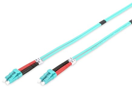 DIGITUS DK-2533-10/3 – Glasfaserkabel OM3 – 10 m – LC zu LC – Duplex LWL Kabel – 1/10/40/100 Gbit/s – MM Multimode Glasfaser LAN Kabel – Fasertyp: 50/125 µ – Türkis (Aqua)