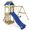 WICKEY Spielturm Klettergerüst FreeFlyer mit Schaukel & Blauer Rutsche, Outdoor Kinder Kletterturm mit Sandkasten, Leiter & Spiel-Zubehör für den Garten