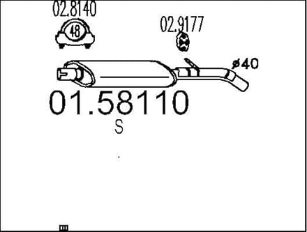 MTS 01.58110 Marmitta centrale Silenziatore centrale