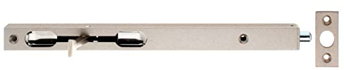 Alberts 126360 Rohrkantriegel mit Hebel | silberfarbig lackiert | mit Schließblech | 250 x 20 x 15 mm | Bolzen-Ø 10 mm