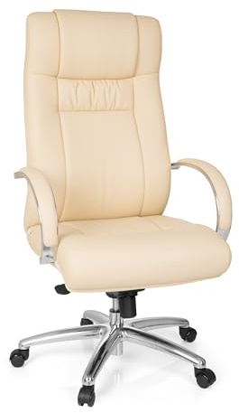 hjh OFFFICE XXL G 600 Chefsessel mit extra hoher Rückenlehne, höhenverstellbar, Beige, 724010