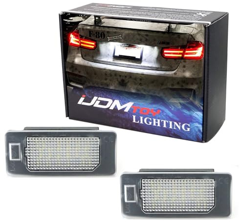 iJDMTOY OEM-Fit 3W Full LED License Plate Light Kit Compatible With BMW 1 2 3 4 5 Series X3 X4 X5 X6, Powered by 24-SMD Xenon White LED & CAN-bus Error Free