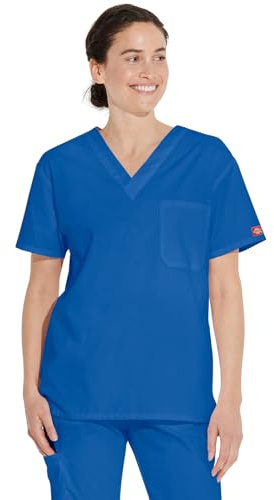 Dickies EDS Signature Scrub da Donna e Scrub da Uomo, Unisex, Una Tasca con Scollo a V, in Morbido Popeline Spazzolato 83706, Reale, 5XL
