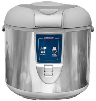 GASTROBACK 42507 Arrocera Eléctrica, Capacidad 3 Litros, para Cocer 5 Tazas Arroz, 700 W, Acero Inoxidable