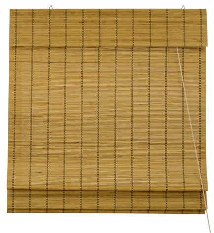 Victoria M. Bambus Raffrollo Sonnenschutz Sichtschutz Rollo Seitenzugrollo, für Fenster und Türen, Blickdicht, 140 x 160 cm, Braun