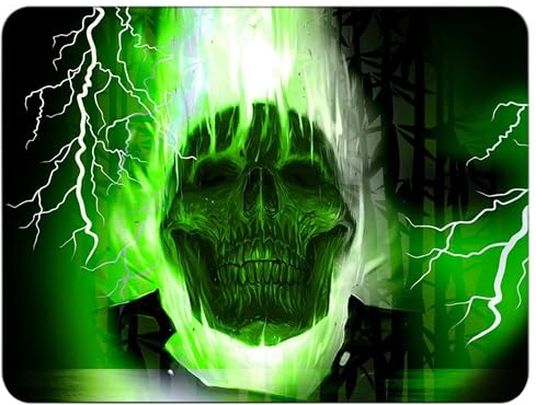 Silent Monsters Mauspad 240 x 200 mm Stoff Mousepad Grüner Totenkopf Schädel, rutschfest & leise, für Gaming Büro Office Homeoffice - 24 x 20 cm Mouse Pad Mat - Mausunterlage klein für alle Maus Arten