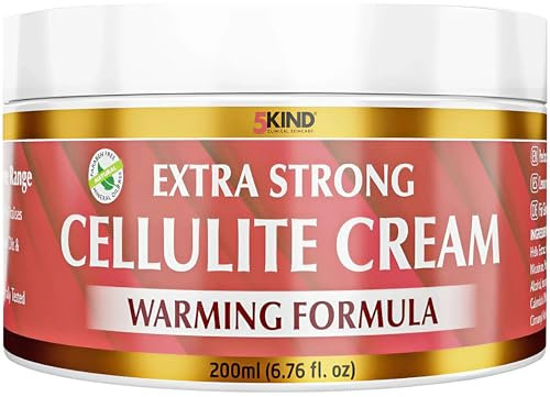 5Kind Extra Stark Anti-Cellulite Creme 200 ml – Natürliche wärmende Formel gegen Cellulite – Straffende Creme gegen Orangenhaut, effektive Cellulite-Behandlung - Beste hautstraffende