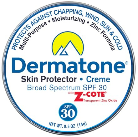 Dermatone Skin Protector w/Zinc | Skin Balm for Face & Lips | Barrier Cream for Sun, Wind & Cold | SPF 30 Zinc Sunscreen | Moisturize, Heal & Repair Dry Skin, 0.5 oz