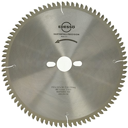 Edessö 45525030 HM-Kreissägeblatt Präzision-Spezial 2 KNL HW, Z=80 W neg, 250 x 3,2/2,2 x 30 mm, Silber