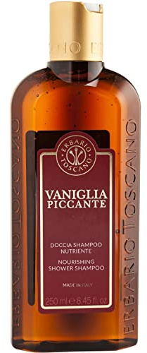 ERBARIO TOSCANO - Doccia Shampoo Nutriente Vaniglia Piccante 250ml | Estratti di Vite Rossa, Elicriso, Calendula e Camomilla, Azione Emolliente Tonificante Lenitiva