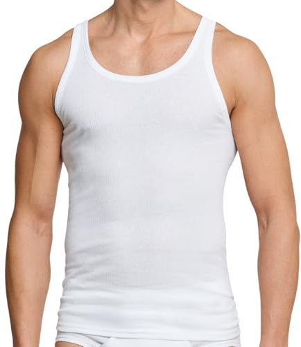 Schiesser 4 Herren Unterhemd Sportjacke Cotton Basic Doppelripp Essential - Weiß: Größe: 7 (Gr. XL)