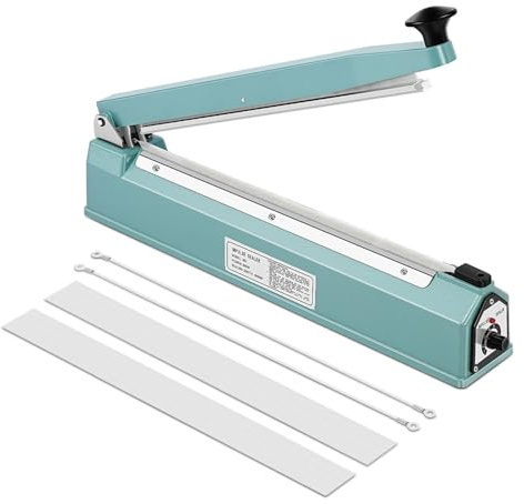 Flexzion Impulse Sealer 16 Inch (400mm) 500W Heat Sealer Machine with Adjustable Heating Mode, No Warm Up Needed, Portable Bag and Seal Impulse with Replacement Element Grip and Teflon Tape