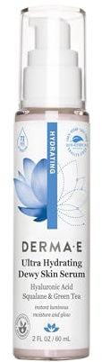 DERMA E Ultra Hydrating Dewy Skin Serum – Moisturizing Facial Treatment with Anti-Aging Squalane, Hyaluronic Acid and Ceramides to Smooth and Replenish, 2 FL Oz