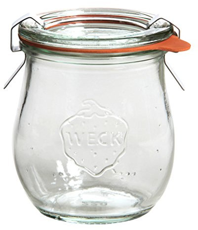 Weck Vasetto Tulipano 220 ml con Coperchio da 60 mm, Completi di Guarnizione e Clips, Scatola da 12 Pezzi, Vetro, Trasparente