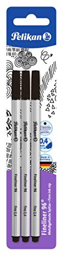 Pelikan 940601 Fineliner 96, 3 Stück in Blisterverpackung, schwarz 4012700940605