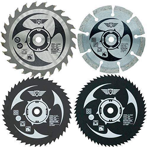 4 x TopsTools CSK115_4 115mm 120mm 24T 44T 60T Diamant 9,5mm Bohrung HSS Sägeblätter kompatibel mit Worx WorxSaw XL Worx WX427 WX429 WX437 WX439 WX531 400 W 700 W