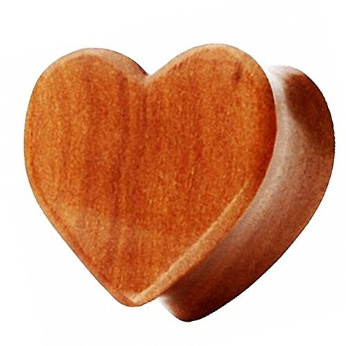 Piersando Ohr Plug Piercing Ear Flesh Tunnel Ohrpiercing Schmuck Ohrplug Organic Double Flared Herz Form aus Holz Braun 10mm