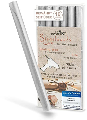 7mm Siegelwachs flexibel für Wachspistole - silber - 6er Pack