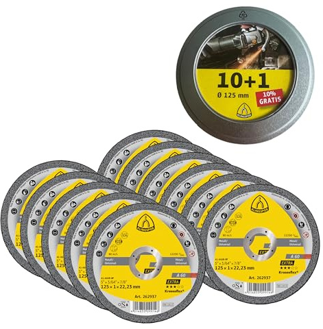 Klingspor Kronenflex A 60 Extra Trennscheiben 125 x 1 x 22,23 mm gerade für Metall Universal 311505 | 11 Stück in Aktionsdose