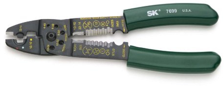 SK Tools USA Up-Front Cutter/Stripper/Crimper Pliers, 8.5 Long: 10-22 AWG, 7699