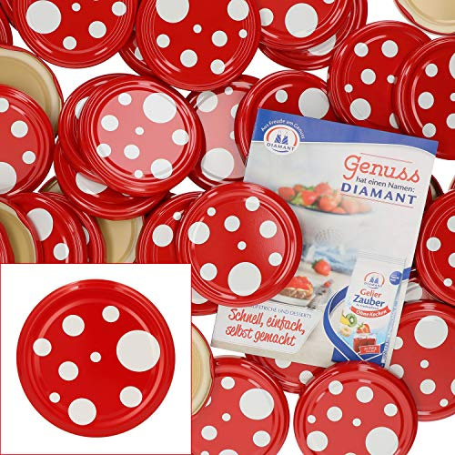 MamboCat 50er Deckelset TO82 Fliegenpilz rot-weiß gepunktet I Twist-Off-Deckel für Sturzgläser I Rundrand I Einkochen & Konservieren I passend für 230ml/350ml/435ml