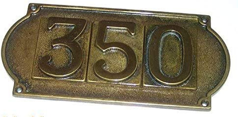 Numero Civico 3 CIFRE Completo di piastra Tutto Ottone Massiccio Indistruttibile Disponibili tutti i numeri