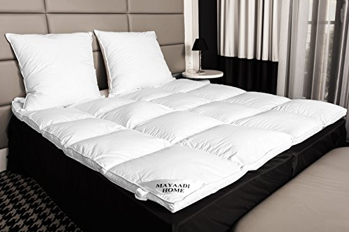 HS72 Matelas Coussin Matelas Coussin pour surmatelas 160 x 200 cm env. 4800 Taille Duvet – Plumes 100% naturel