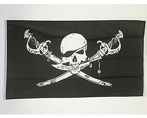 AZ FLAG Flagge Pirat Brethren of the Coast 250x150 cm Polyester 100D 2 Ösen | Für innen und außen Piraten Totenkopf dekorative Flagge doppelte Nähte und verstärkte Kanten mit Metallösen 100D Polyester