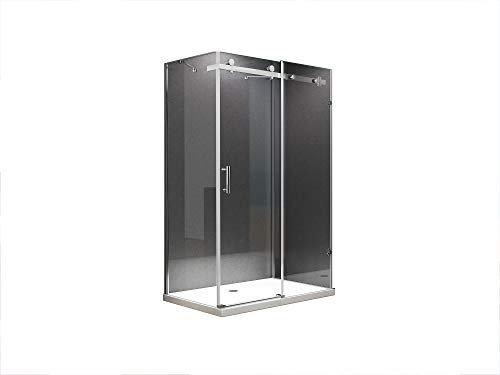 BuyLando.Shop [Typ-Ida] 120x90x195cm U-formad duschkabin - glidande system - dusch - ESG - klart glas - variationer + Duschkar + avlopp