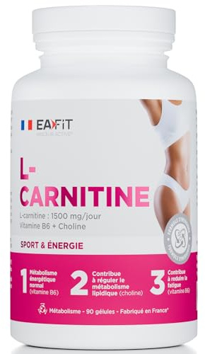 EAFIT MINCEUR - L-CARNITINE - Bruleur de graisse puissant -Perte de poids -Booster Energétique - Améliore Rendement Sportif - Vitamine B6- Choline - Programme 15 jours - Avant le sport - 90 Gélules